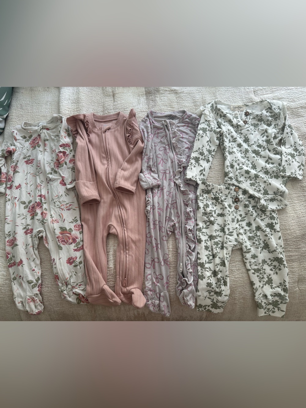 Caden Lane, Jessica Simpson, etc Baby Bundle - Footies & Matching Set + Headband